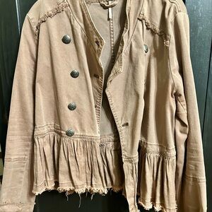 Free People mauve/tan Frayed Utility Jacket